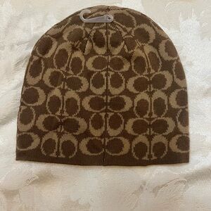 Coach Brown Signature Beanie Hat
